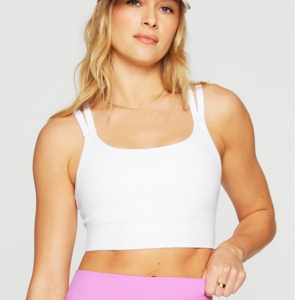 Fabletics White Double-Strap Sports Bra